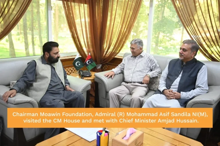 Chairman Moawin Foundation Admiral R Mohammad Asif Sandila meeting Chief Minister at CM House